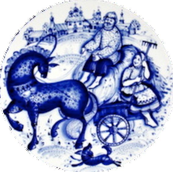 Рисунок лошади в стиле Гжель