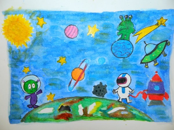 Космос рисование на конкурс мы гагаринцы