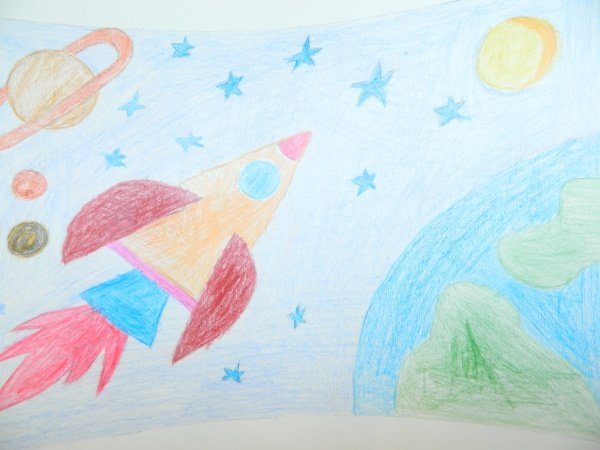 Космос рисунки детей гагаринцы