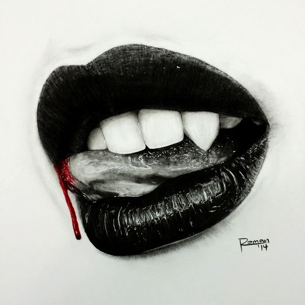 Рот с клыками и языком