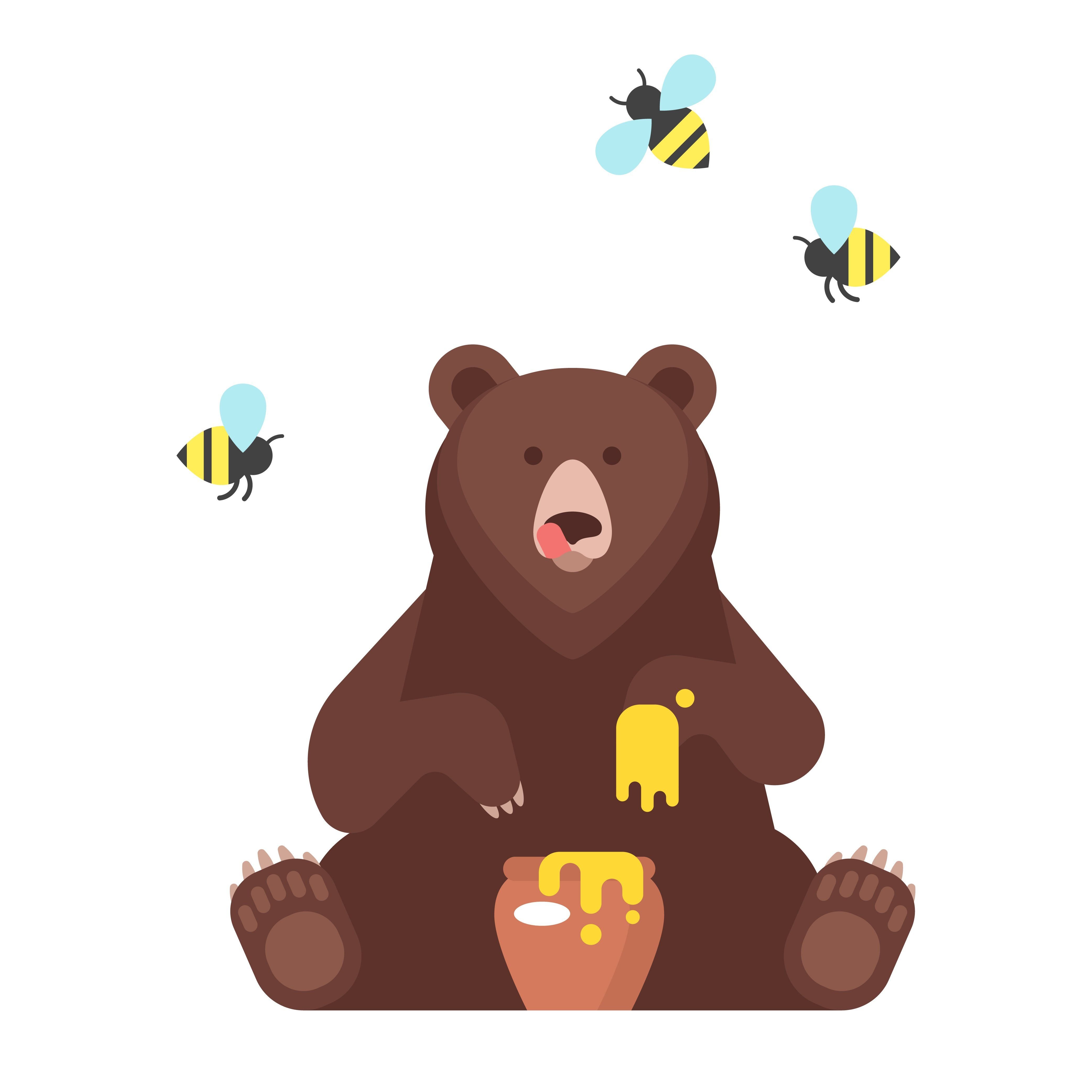 Медвежонок с медом вектор