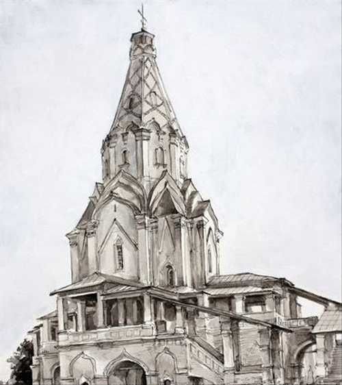 Храм Вознесения в Коломенском рисунок