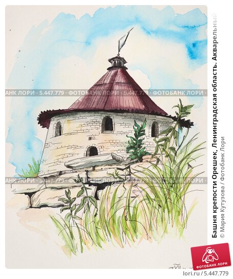 Крепость орешек рисунок акварель