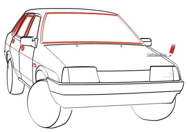 Нарисовать ВАЗ 2114 сзади