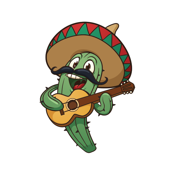 Мексиканец Сомбреро и кактусы