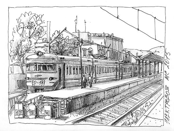 Поезд набросок