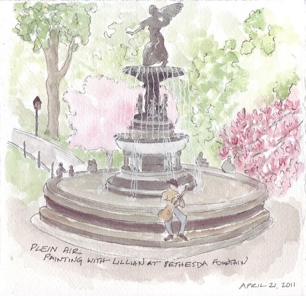 Фонтан карандашом