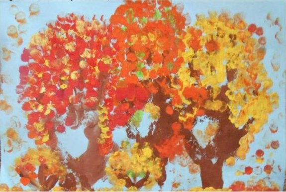 Рисование пальчиками осень