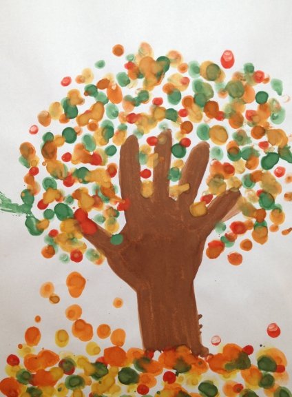Рисование пальчиками осеннее дерево
