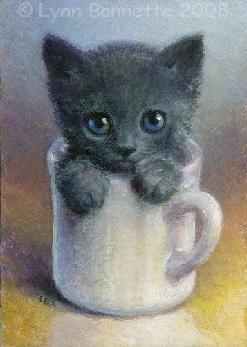 Рисовать котенка в кружке