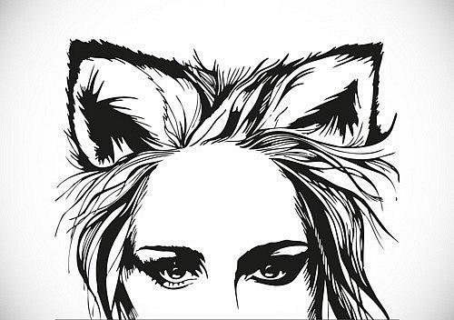 Женщина кошка карандашом для срисовки