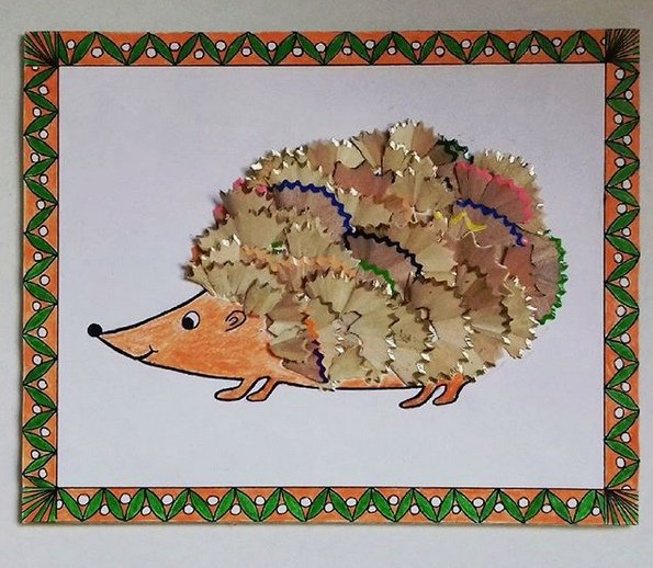 Аппликация из карандашной стружки