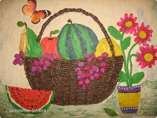 Натюрморт с фруктами и овощами для детей