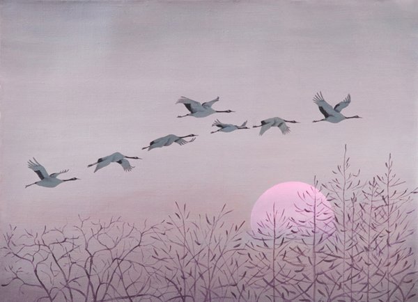Картина журавлиный Клин живопись