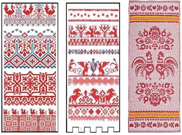 Узоры на старинном полотенце