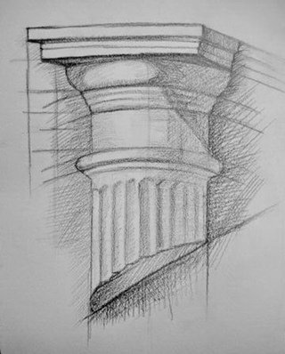 Академический рисунок гипсовая колонна