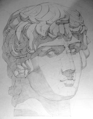 Гипсовая голова Антиноя в профиль