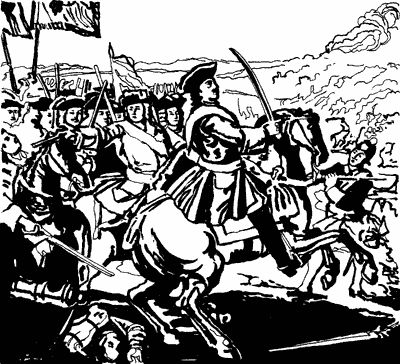 Петр 1 в Полтавской битве черно-белые