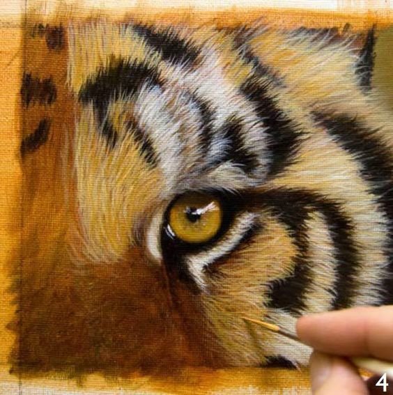 Тигр акриловыми красками