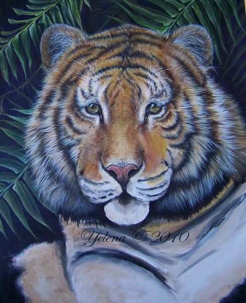 Рисуем тигра акрилом