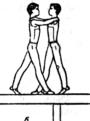 Стойка на гимнастической скамейке