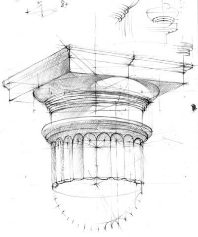 Академический рисунок капители дорического ордера