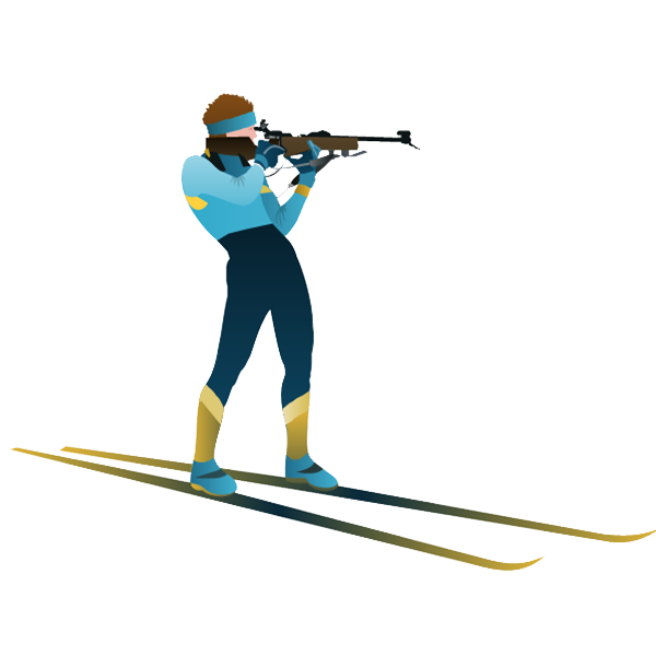 Биатлонист на белом фоне