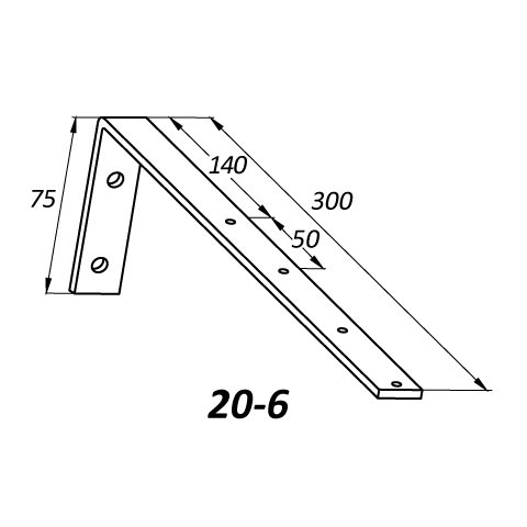 Кронштейн стеновой для алюминиевых карнизов 30 см 20-6