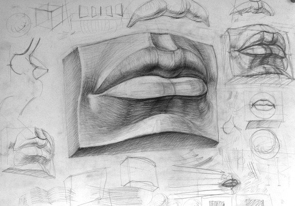 Гипсовые губы Давида построение