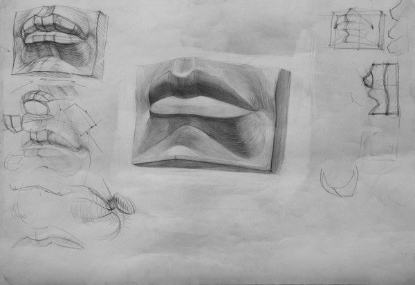 Как нарисовать губы давида