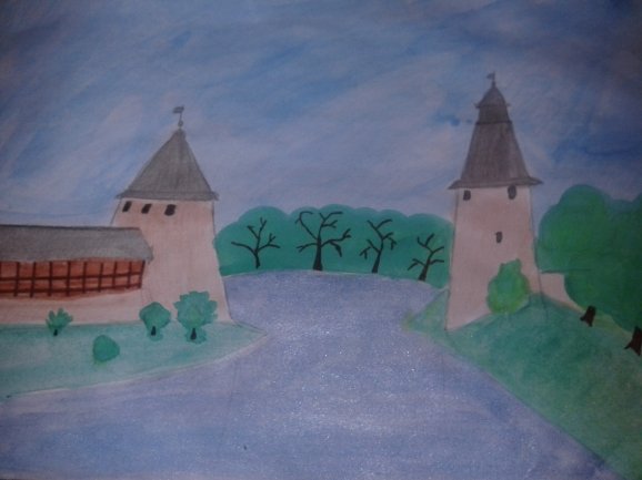 Псковский Кремль рисунок Псков