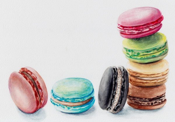 Макарунс акварель