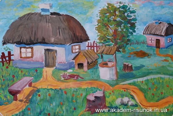 Казачий дом рисование