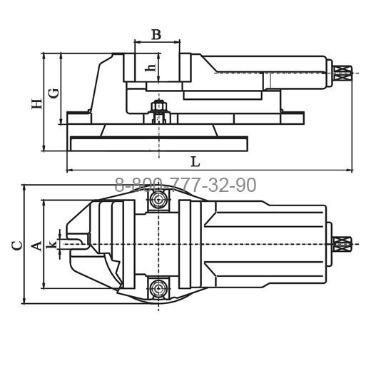 Тиски станочные поворотные ТСП-200 (Pozos) qh200 Тип 3420