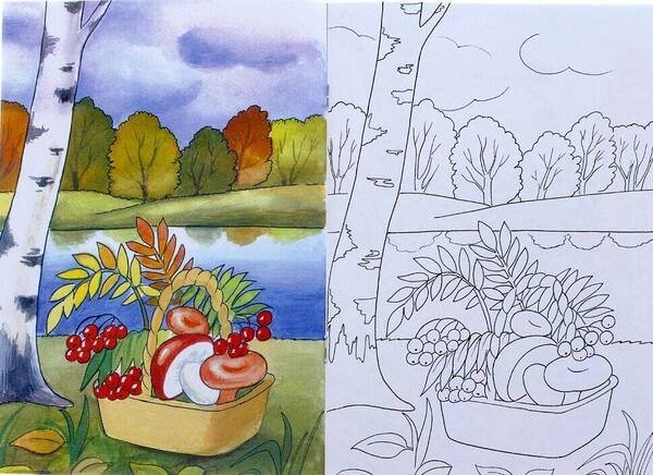 Осенние краски раскраска