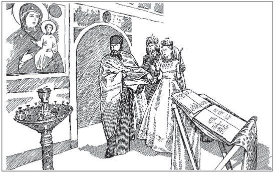 Венчание в церкви рисунок