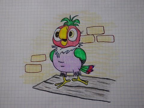 Попугай Кеша карандашом