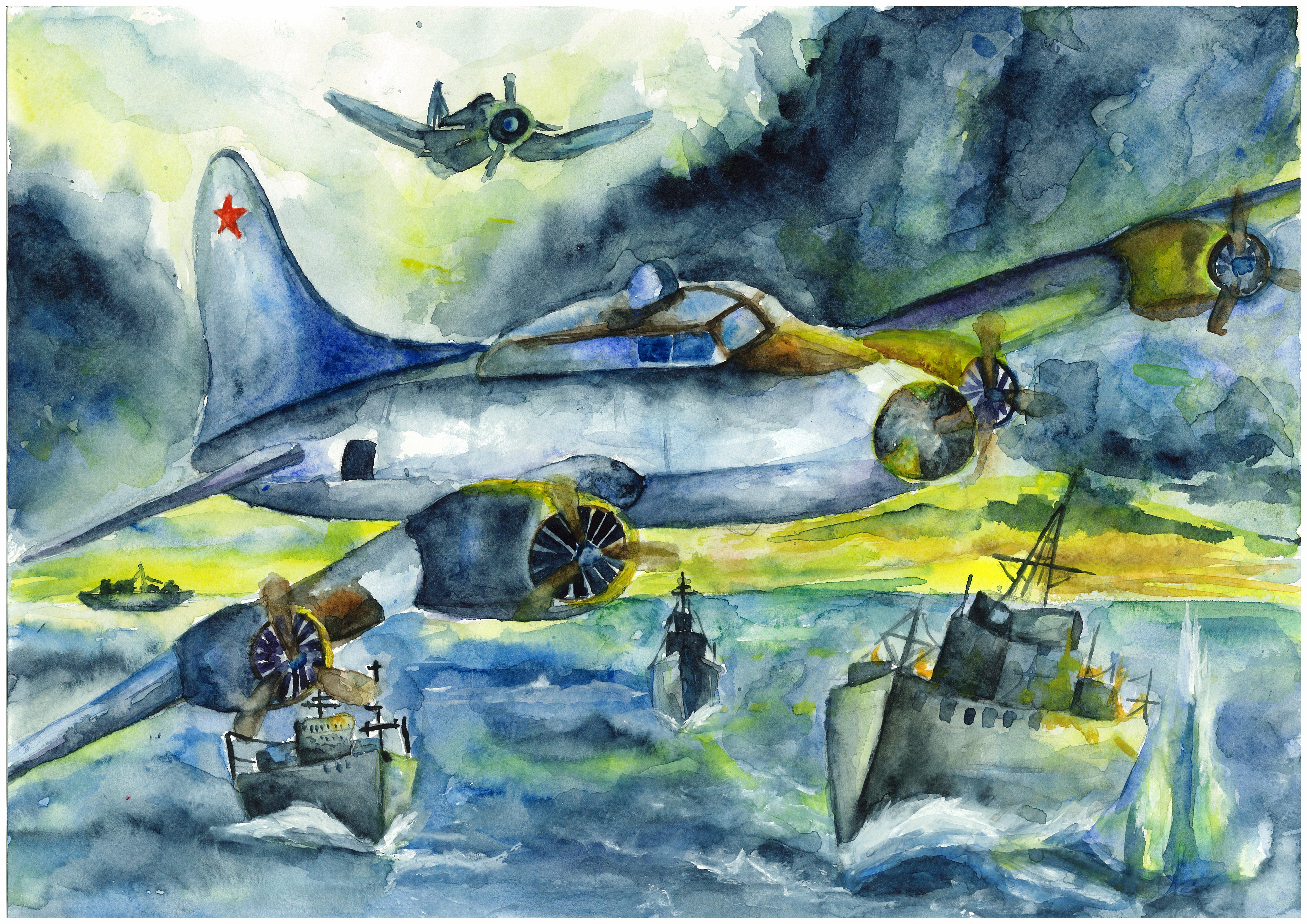 Рисунок на тему война акварелью