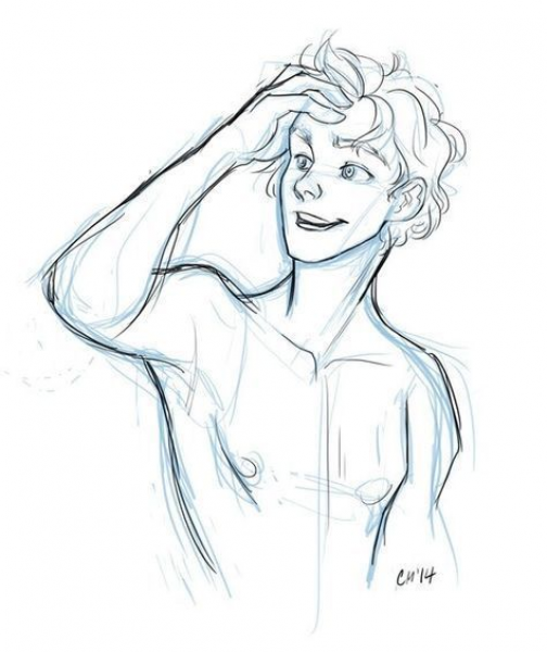 Кудрявая девушка скетч