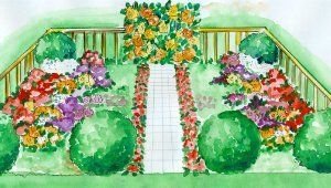 Проект клумбы для школы , рисование