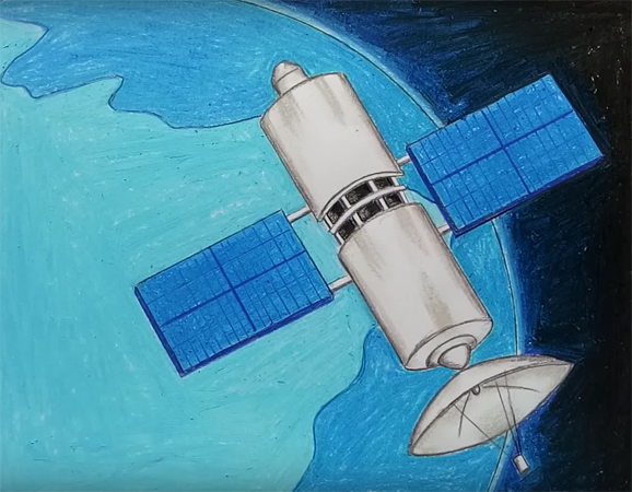 Спутник рисунок для детей