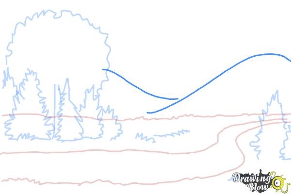 Поэтапное рисование реки