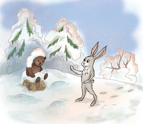 Сказочный заяц зимой
