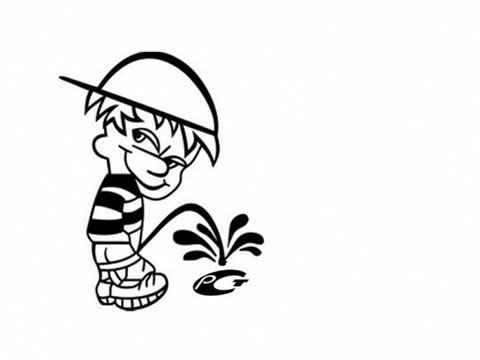 Наклейка писущего мальчика