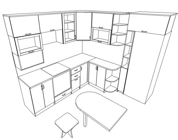 Проект кухни эскиз
