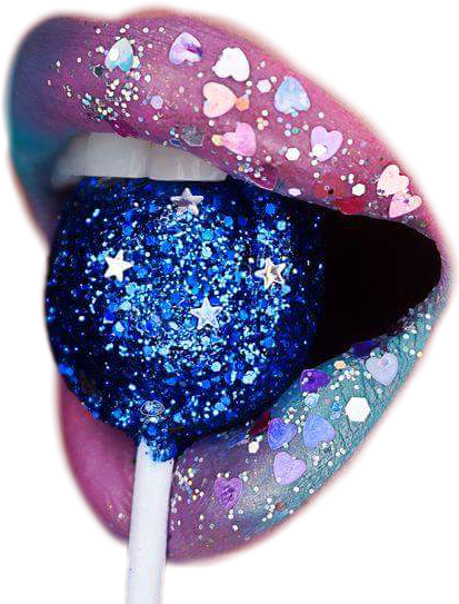 Губы красивые синие с блестками