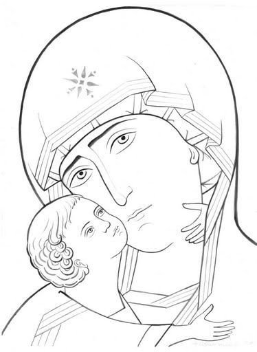 Дева Мария и Иисус рисунок