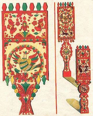 Пермогорская роспись птица Сирин прялка