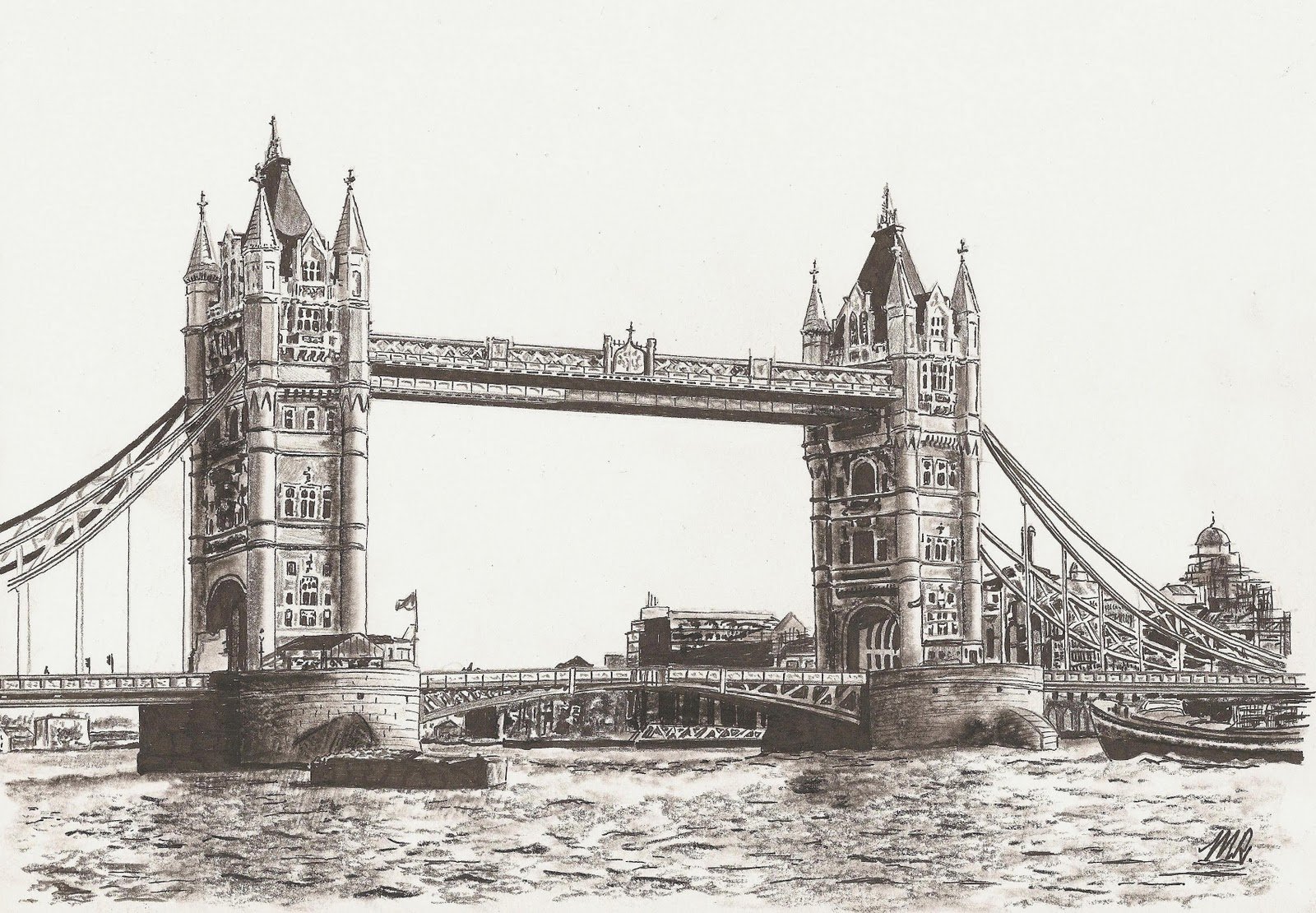 Тауэрский мост Лондон чб