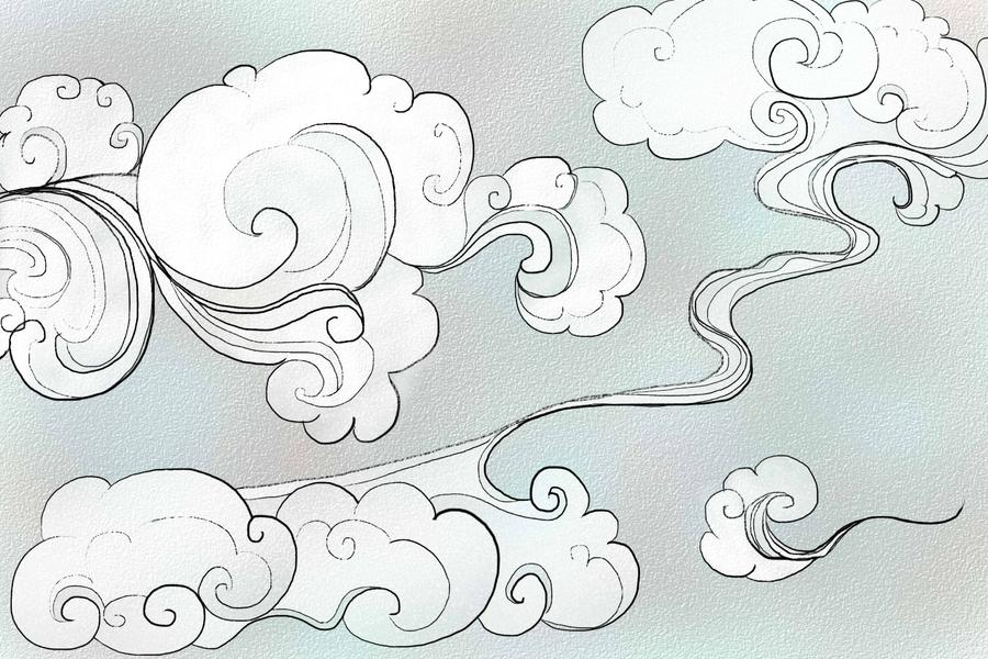 Японские облака. Стилизованные облака. Облака рисунок. Облака стилизация. Орнамент облака.